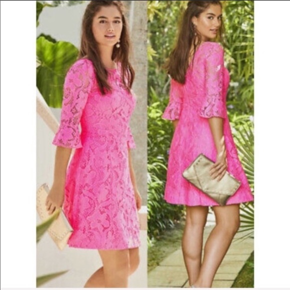 Lilly Pulitzer Allyson Pink Lace Dress - 6 - Picture 2 of 13
